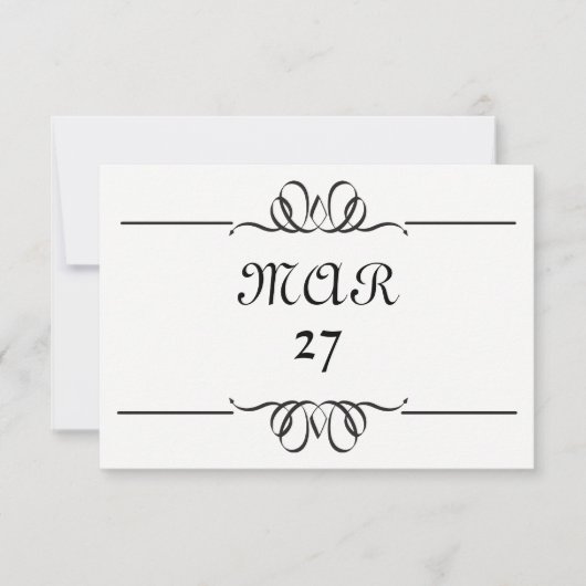 Schwarz/Weiß - Großes Datum - 3x5 Save the Date (Vorderseite)