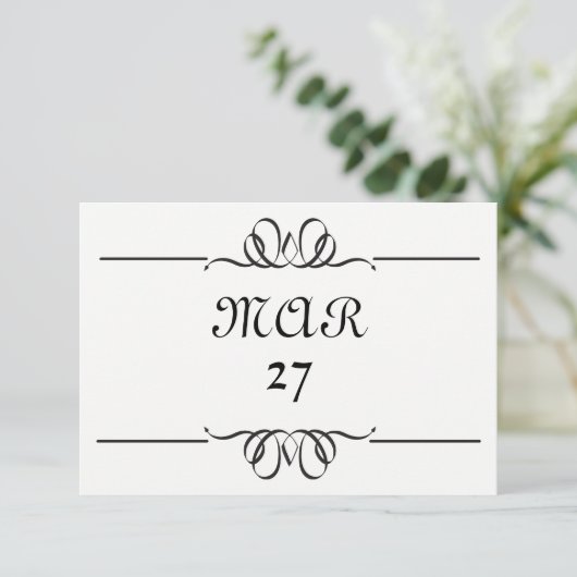 Schwarz/Weiß - Großes Datum - 3x5 Save the Date (Stehend Vorderseite)