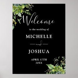 Schwarz-Weiß-Grün-Begrüßungszeichen Poster