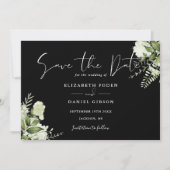 Schwarz-Weiß-Grün-Foto Hochzeit Save The Date (Vorderseite)