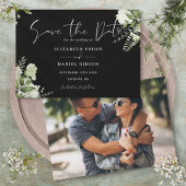 Schwarz-Weiß-Grün-Foto Hochzeit Save The Date