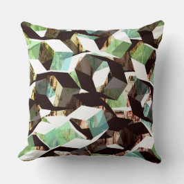 Schwarz-Weiß-Grün-Hexagonen auf pixelig Kissen