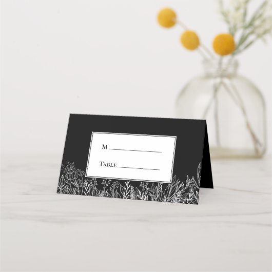 Schwarz-Weiß-Grün-Hochzeit geklappt Platzkarte (Vorderseite)