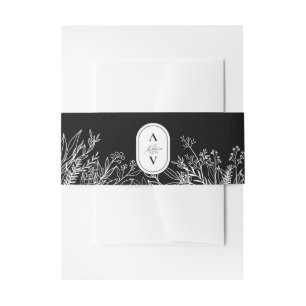 Schwarz-Weiß-Grün-Hochzeitmonographie Einladungsbanderole