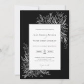 Schwarz-Weiß-Grün Hochzeitsdetails und Einladung (Vorderseite)