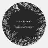 Schwarz-Weiß-Grün Hochzeitsfeiern Umschlag Aufkleb Runder Aufkleber (Vorderseite)