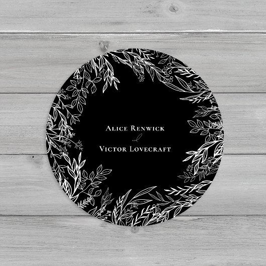 Schwarz-Weiß-Grün Hochzeitsfeiern Umschlag Aufkleb Runder Aufkleber