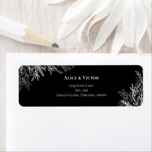 Schwarz-Weiß-Grün-Hochzeitstil-Rücksendeadresse