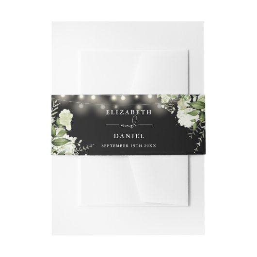 Schwarz-Weiß-Grün-Lichter Hochzeit Einladungsbanderole (Vorderseite Beispiel)