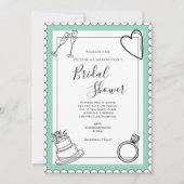 Schwarz-Weiß-Grün Modernes Brautparty Einladung (Vorderseite)