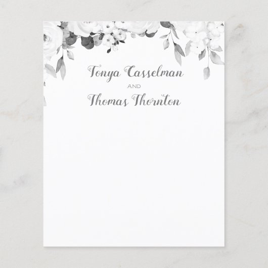 Schwarz-Weiß-Grüne Peony Hochzeitsstimmung (Rückseite)