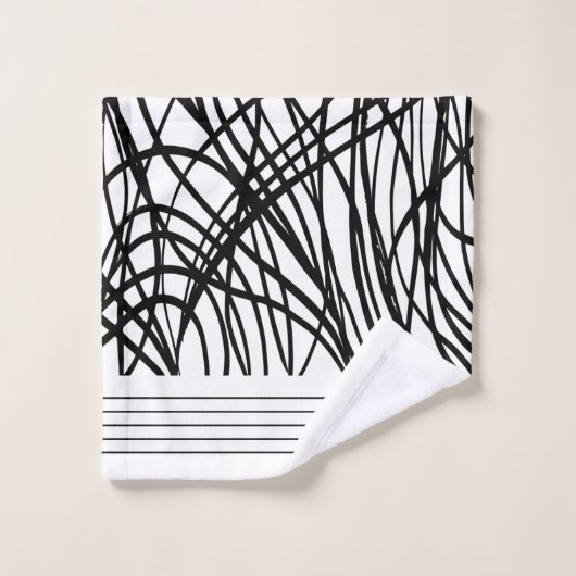 Schwarz-Weiß-Grunge Badhandtuch Set (Waschlappen)