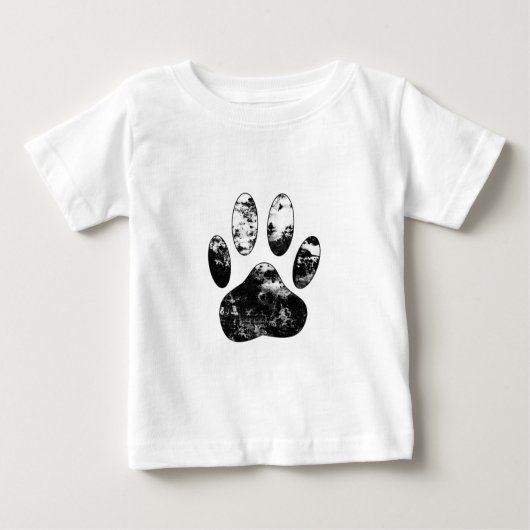 Schwarz-Weiß-Grunge Dog Paw Print Baby T-shirt (Vorderseite)