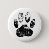 Schwarz-Weiß-Grunge Dog Paw Print Button (Vorderseite)