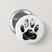 Schwarz-Weiß-Grunge Dog Paw Print Button (Vorne & Hinten)