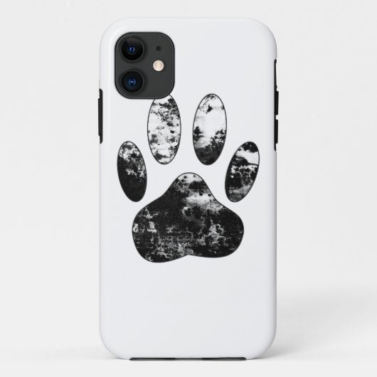 Schwarz-Weiß-Grunge Dog Paw Print Case-Mate iPhone Hülle (Rückseite)