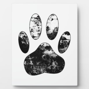 Schwarz-Weiß-Grunge Dog Paw Print Fotoplatte