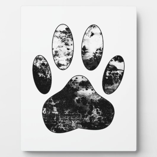 Schwarz-Weiß-Grunge Dog Paw Print Fotoplatte (Vorderseite)