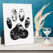 Schwarz-Weiß-Grunge Dog Paw Print Fotoplatte (Seite)
