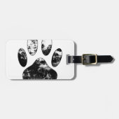 Schwarz-Weiß-Grunge Dog Paw Print Gepäckanhänger (Vorderseite horizontal)