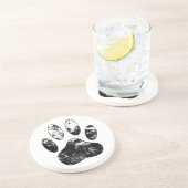 Schwarz-Weiß-Grunge Dog Paw Print Getränkeuntersetzer (Seite)