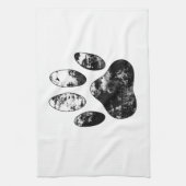 Schwarz-Weiß-Grunge Dog Paw Print Handtuch (Vertikal)