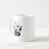 Schwarz-Weiß-Grunge Dog Paw Print Kaffeetasse (Vorderseite Links)