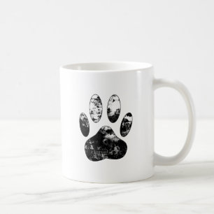 Schwarz-Weiß-Grunge Dog Paw Print Kaffeetasse