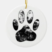 Schwarz-Weiß-Grunge Dog Paw Print Keramik Ornament (Vorne)