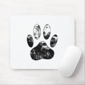 Schwarz-Weiß-Grunge Dog Paw Print Mousepad (Mit Mouse)