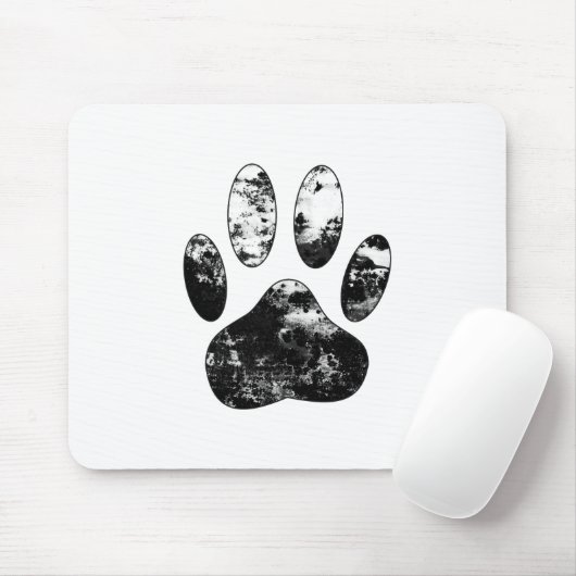 Schwarz-Weiß-Grunge Dog Paw Print Mousepad (Mit Mouse)