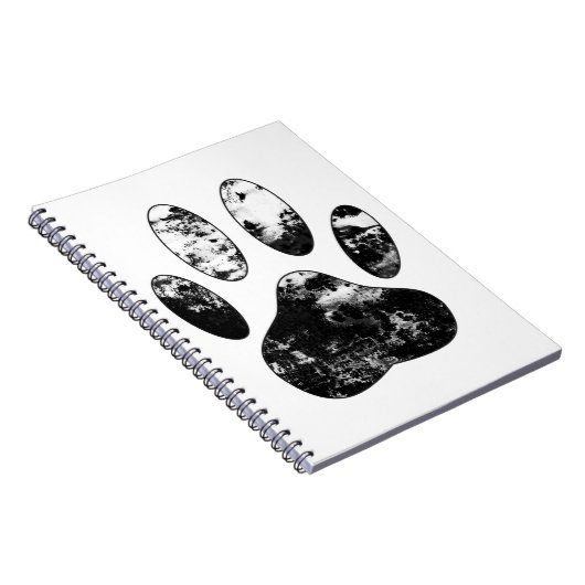 Schwarz-Weiß-Grunge Dog Paw Print Notizblock (Rechte Seite)