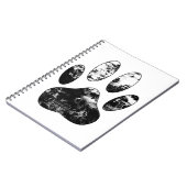 Schwarz-Weiß-Grunge Dog Paw Print Notizblock (Linke Seite)