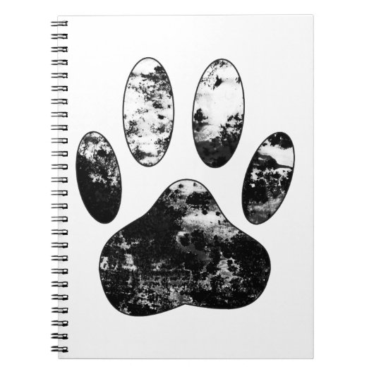Schwarz-Weiß-Grunge Dog Paw Print Notizblock (Vorderseite)