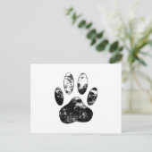 Schwarz-Weiß-Grunge Dog Paw Print Postkarte (Stehend Vorderseite)