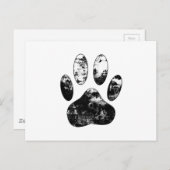 Schwarz-Weiß-Grunge Dog Paw Print Postkarte (Vorne/Hinten)
