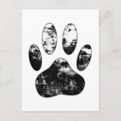 Schwarz-Weiß-Grunge Dog Paw Print Postkarte (Vorderseite)