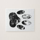 Schwarz-Weiß-Grunge Dog Paw Print Puzzle (Horizontal)