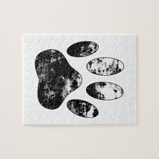 Schwarz-Weiß-Grunge Dog Paw Print Puzzle (Horizontal)