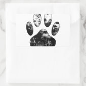 Schwarz-Weiß-Grunge Dog Paw Print Rechteckiger Aufkleber (Tasche)