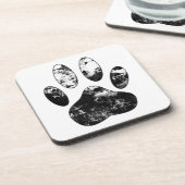 Schwarz-Weiß-Grunge Dog Paw Print Untersetzer (Linke Seite)