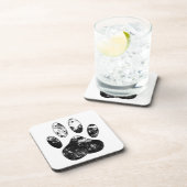 Schwarz-Weiß-Grunge Dog Paw Print Untersetzer (Rechte Seite)