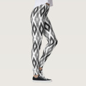 Schwarz-Weiß-Grunge Harlequin-Muster Leggings (Rechts)