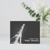 Schwarz-Weiß-Grüße aus dem Pariser Eiffelturm Postkarte (Stehend Vorderseite)