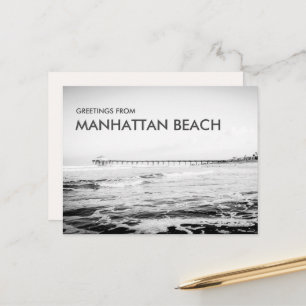 Schwarz-Weiß-Grüße aus Manhattan Beach Postkarte