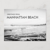 Schwarz-Weiß-Grüße aus Manhattan Beach Postkarte (Vorderseite)