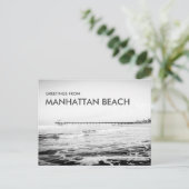 Schwarz-Weiß-Grüße aus Manhattan Beach Postkarte (Stehend Vorderseite)