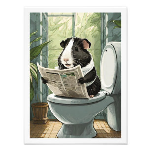 Schwarz-Weiß-Guinea Schweinetoilette Fotodruck