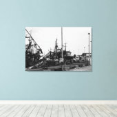 Schwarz-Weiß-Hafenboote Leinwanddruck (Insitu (Holzboden))