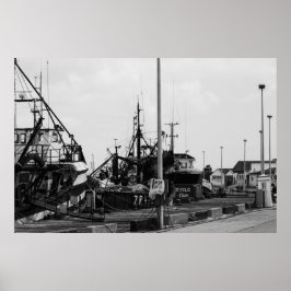 Schwarz-Weiß-Hafenboote Poster